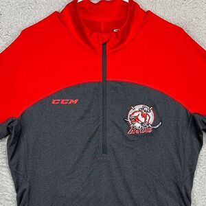 New Jersey Bandits Pullover Shirt Womens XL Red Grey Colorblock Half Zip NHL CCM